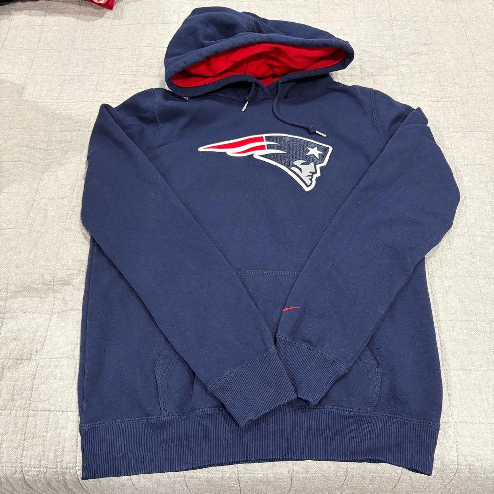 NFL Team Apparel New England Patriots Sweatshirt Hoodie Navy Red‎ Size Large